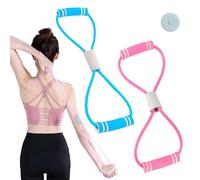 Saludea Resistance Band, Figure 8 Resistance Band, Stretch Strap for Arm Shoulder Back Chest Stretching, Elastic Yoga Rope Stretching Bands for Home, Gym, Yoga, Training (Pink +Blue)