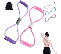 Saludea Resistance Band, Saludea Figure 8 Stretch Rope with Handles, Stretch Fitness Strap for Full-Body Workouts, Exercise Elastic Rope for Home, Gym (Pink+Purple)