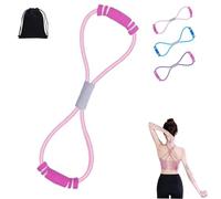 Saludea Resistance Band, Saludea Figure 8 Stretch Rope with Handles, Stretch Fitness Strap for Full-Body Workouts, Exercise Elastic Rope for Home, Gym (Pink)