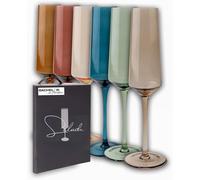 Saludi Colored Champagne Flutes - As Seen on 'Bachelor in Paradise' - 7oz (Set of 6) Stemmed Multi-Color Champagne Glass - Great for All Occasions and Gifts - Luxury, Durable, Hand-Blown