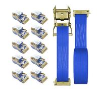 SALUINOKI 10Pack E Track 2 Ratchet Strap Etrack Van Strap Box Truck Straps Accessories Heavy Duty 12ft E Track Accessories 4400lbs Breaking Load, 2200 Working Load Blue