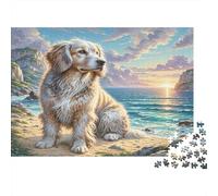 Saluki 1000Pc Challenging Puzzle: Golden Retriever by Sea for Adults Teens & Seniors Brainteasing Game 70x50cm/1000pcs