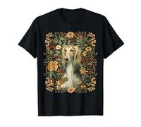 Saluki Hound Dog in Vintage Floral Garden T-Shirt
