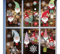 SALUOKE Christmas Window Stickers 108 Pcs Clings Reusable Decorations Gnome for Home/Shop/Party Window Santa Claus Xmas Display