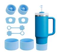 SALUOKE Cup Accessories 8 Pcs, Including 2 Straw Cover Cap, 2 Square Spill Stopper, 2 Round Leak Stopper, 2 Pcs Silicone Boot for Stanley Cup 2.0 40/30oz Tumbler, Cup Not Included (Blue)