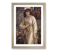 Salutation of Beatrice by Dante Gabriel Rossetti Framed Print | A2 Oak Framed Wall Art | Ready to Hang | Modern Nature Picture | Living Room Bedroom Lounge Office