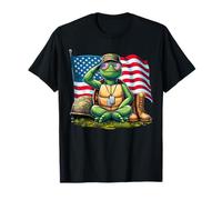 Salute Turtle American USA Flag Memorial Day 4th of July T-Shirt