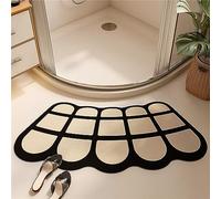 Salutebaba Diatomite Stone Bath Mat Non Slip Quick Dry Floor Mat Diatomaceous Fan Shaped Shower Mat Outside Shower Super Absorbent Curved Shower Mat for Bathroom