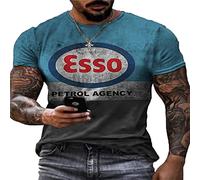 Salutebaba Men Motor Oil T-Shirt Fashion Letters Print Summer Tees Tops Short Sleeve Sports T-Shirt Blue, L