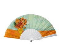 Salutto Hand Fan with Famous Painting Van Gogh & Gustav Klimt & Monet Painted Beautiful Fabric 6