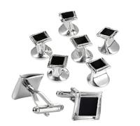 Salutto Men’s Cufflinks and Studs Set with Gift Box Men’s Jewelry or Accessories Suitable for Tuxedo Shirt Black Suit White Shirts Vest and Red Bow tie on Wedding Banquet Ceremony Business, S, Brass