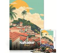 Salvador, Brazil Cityscape Illustration Adults 1000 Pieces Puzzle Think Training Light Recreation Defined Edges Thoughtful Gift size 38x26cm