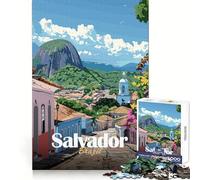 Salvador, Brazil Cityscape Jigsaw Puzzles 1000 Pieces for Adults Strengthen Memory Group Joy Clean Edge Stylish Gift (38x52cm)