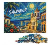 Salvador Brazil Cityscape Night Art Jigsaw Puzzle for Adults, 1000 Pieces | Adult Jigsaw Puzzle: hands-on indoor leisure during indoor leisure.