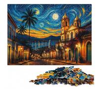 Salvador Brazil Cityscape Night Art Wooden Puzzle Gift, Adults, 1000 Pieces | During puzzle time: Jigsaw Puzzle Gift - indoor weekend activity on weekends.