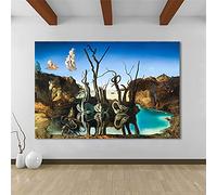 Salvador Dali Abstract Poster and Print Swans Reflecting Elephants Canvas Painting Wall Art Picture Living Room Bedroom 70x125cm Unframed