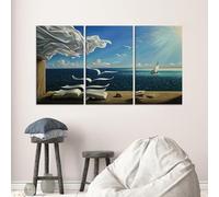Salvador Dali Book to Birds Canvas Art Painted Poster, Famous Painting Reproduction Living Room, Home Wall Decor Mural 90x180cmx3 framework