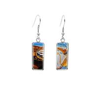 Salvador Dali Clocks Melting Painting Rectangular Earrings The Persistence Of Memory Fish Hook Earring Jewelry