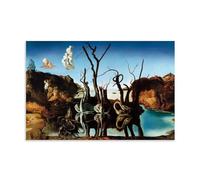 Salvador Dali Famous Paint (Swans Reflecting Elephants) Print Poster Painting On Canvas Wall Art Scroll Picture Print Living Room Walls Decor Homes 24x36inch(60x90cm)