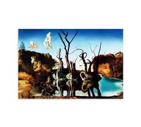 Salvador Dali Famous Painters' Works（Swans Reflecting Elephants）Printing Posters Wall Art Scroll Canvas Painting Picture Living Room Decor Home 12x18inch(30x45cm)