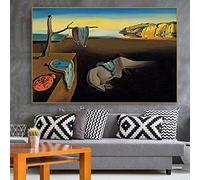 Salvador Dali Famous Painting The Persistence of Memory Print On Canvas The Wall Art Large Pictures for Living Room Decor 90x140cm(35.4x55.1in) Withframe