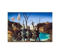 Salvador Dali Wall Art Prints Paintings Poster Swans Reflecting Elephants (2) Canvas Wall Art Picture Prints Hanging Photo Gift Idea Decor Homes Artworks Unframe 12x18inch(30x45cm)