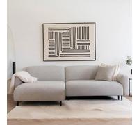 Salvador Light Grey Boucle Fabric Lounge Sofa with Black Legs - LHF