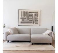 Salvador Light Grey Boucle Fabric Lounge Sofa with Black Legs - RHF