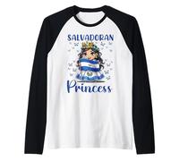 Salvadoran Princess Flag Butterfly Cute Chibi Raglan Baseball Tee