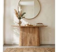 Salvator Curved Fluted Console Table - Oval - Natural- Mango Wood