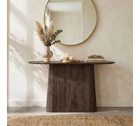 Salvator Curved Fluted Console Table - Oval - Walnut - Mango Wood