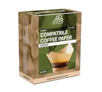 Salvatore Bianco Coffee Filter Papers for Chemex - Natural Brown, Pre-Folded Square, 5-13 Cup - Tear Resistant, Disposable & Compostable, with Chemex Pour-Over Coffee Makers - 2x50 Pack (100 PCS)