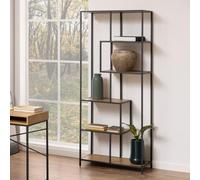salvo narrow wooden bookcase with 5 shelves in matt wild oak