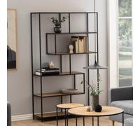 salvo wide wooden bookcase with 5 shelves in matt wild oak