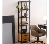 salvo wooden bookcase with 2 drawers in matt wild oak