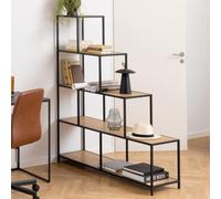 salvo wooden ladder bookcase with 4 shelves in matt wild oak