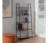 salvo wooden ladder bookcase with 5 shelves in matt wild oak