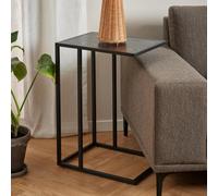 salvo wooden side table with black metal frame in ash black