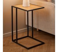 salvo wooden side table with black metal frame in matt wild oak