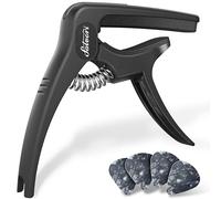 Salvori Exclusive Obsidian Black 'Dark Knight' Heavy-Duty Guitar Capo for Acoustic/Electric Guitar with 4 Picks, Guitar Clip/Guitar Clamp for Classical Guitar, Ukulele, Mandolin and Banjo
