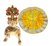Salvus App SOLUTIONS Janamashtami Special Metal Laddu Gopal with Multicolor Poshak & Beautiful Mukut for Home Décor, Pooja Room, and Religious Gifting