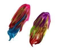 Salvus APP SOLUTIONS Synthetic Colorful and Fun: Party Holi Hair Wigs for Festive Celebrations (2 Pcs) (Multicolor_20 Inch)