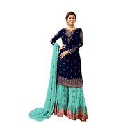 Salwar Kameez Sharara long Sleeves Indian Designer Shalwar Suit Party Wear Ready To Wear ethnic Heavy Foux Georgette Nazmeen Chiffon Dupatta (Choice 2, XL UK 16 Bust 44 Waist 40 Hips 46)