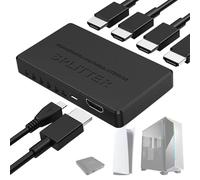 Salyeeluly 4K HD Splitter - Extra HD Ports For TV - HD Cable Splitter 4K 30Hz, 1 In 4 Out, Multiple For PC Laptop Monitor Projector, 1 Input To 4 Outputs