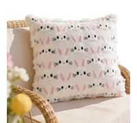 Salyeeluly Bunny Pillow Covers,45x45cm Plush Easter Bunny Pillow Case,Square Pillowcase | for Sofa Chair Bed Living Room Patio Nursery Home Car Holiday Spring