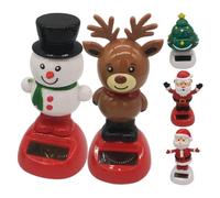 Salyeeluly Christmas Solar Powered Dancing Toys | Solar Powered Shaking Head Figures, Elk, Santa, & Tree, Fun Car Dashboard Interior Swing Figurines for Car Home Desk Decoration