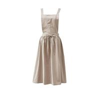 Salyeeluly Cotton Linen Apron for Women | Japanese Style Pinafore Back Straps Casual Bib | Soft Aprons Women Round Skirt Dress for Florist, Coffee House and Kitchen