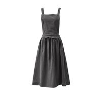 Salyeeluly Cotton Linen Apron for Women | Japanese Style Pinafore Back Straps Casual Bib | Soft Aprons Women Round Skirt Dress for Florist, Coffee House and Kitchen