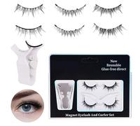Salyeeluly Magnetic Eyelashes Natural Look,No Glue 2 Pairs Reusable C Curl Magnet Lashes | Eye Lash Strips, False Eyelashes Extension Kit fpr Eye Makeup