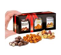 Salysol 3 Pack Mini Can Snack Variety - BBQ Giant Corn 30g, Chocolate Peanuts 50g, Spicy BBQ Cocktail 50g - Gift Box Snack Set for Men and Women